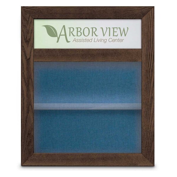 Outdoor Enclosed Combo Board, 42"x32", Bronze Frame/Blue & Medium Grey